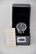 A men's boxed as new Emporio Armani AR2447 black chronograph watch.