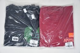 Two as new Cactus Jack McDonalds T-shirts; All American '92 in black (L) and Apple Pie in