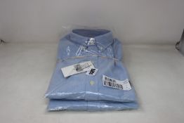 Two men's as new Polo Ralph Lauren blue Oxford slim fit shirts (L - RRP £95 each).