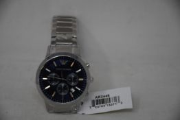 A men's as new Emporio Armani AR2448 stainless steel blue dial chronograph watch (No box).