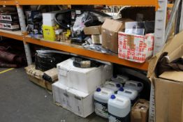 A quantity of assorted car parts/accessories and related items (Two shelves).