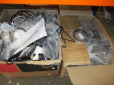 A quantity of assorted as new and pre-owned cables, chargers and related items (Two boxes).