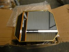 Twelve boxed GreyZook gold coloured rectangular small wall mirrors.