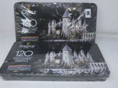 Two as new Castle Arts 120 premium soft touch coloured pencils.