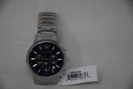 A men's as new Emporio Armani AR2448 stainless steel blue dial chronograph watch (No box).