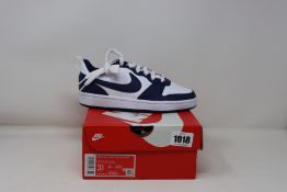 Three pairs of youths as new Nike Court Borough Low 2 trainers (UK 3, 4, 5.5).