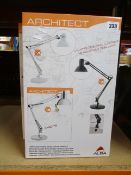 Four boxed as new Alba Architect Desk Lamps.