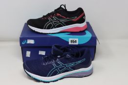 A pair of women's as new Asics GT-1000 8 (UK 5.5) and pair of Asics GT-1000 7 GS (UK 4.5).