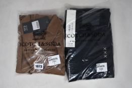 An as new Scotch & Soda wool blend over shirt (M) and Scotch & Soda black jeans (W32/L32).