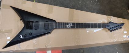 An as new Solar V1.6AFBB electric guitar in flame black burst matte.