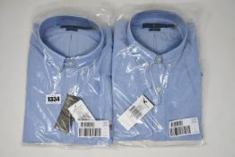 Two men's as new Polo Ralph Lauren blue Oxford slim fit shirts (L - RRP £95 each).