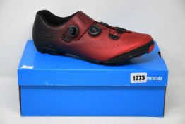 A pair of boxed as new Shimano SH - XC701 large wide red (Size EUR 47) cycling shoes.