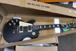 A boxed as new Harley Benton SC-400 SBK Vintage Series electric guitar in black (Left handed).