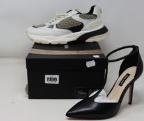 A pair of as new Uterque Deportivo Piel Rejilla trainers (EU 40) together with a pair of Nine West
