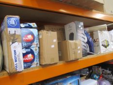 One shelf of miscellaneous as new and pre-owned household items to include an as new Viners