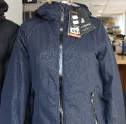 A women's X-LED parka jacket in blue nights (Size 40).