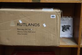 A boxed Rutlands heavy duty belt and disc sander.