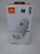 An as new JBL flip 5 12h Bluetooth speaker (White).