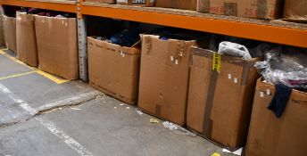 Seven boxes of assorted clothing and related items.