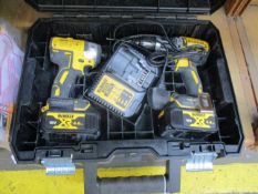 A pre-owned DeWalt DCK266M2T combi pack (DCD796N Combi Drill and DCF887N Impact Driver) with
