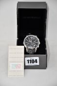 A men's boxed as new Emporio Armani AR2447 black chronograph watch.