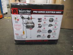A boxed as new Warrior Pro Series Scaffold Hoist 800kg.