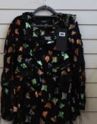 Two as new The Kooples lurex butterfly print dresses in silk muslin (Size 3 - RRP £110 each).