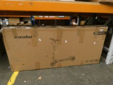 A boxed as new Kaabo Mantis Lite electric scooter in silver.