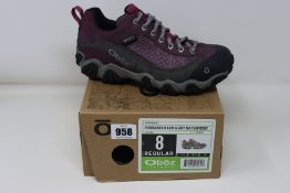 A pair of women's as new Oboz Firebrand II Low B-Dry waterproof walking shoes (UK 5.5).