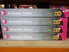 Four boxed as new Pure Tone Kids Half-Size Acoustic Guitar Packs.