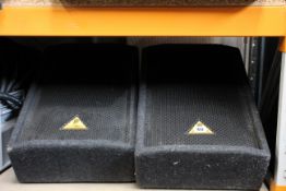 Two pre-owned Behringer Eurolive high power 2-way floor speakers (Model number f1220) (Missing power