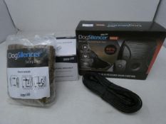 A boxed as new Goodlife Dog silencer max bark training device with boxed attachment bracket and tree