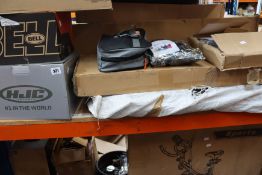 A quantity of sporting items to include a Bell Local medium cycle helmet, a HJC medium IS-Cruiser in