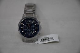 A men's as new Emporio Armani AR2448 stainless steel blue dial chronograph watch (No box).