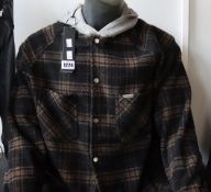 An as new Represent England hooded overshirt in rust tartan (M - RRP £250).