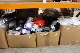 Five boxes of miscellaneous items.