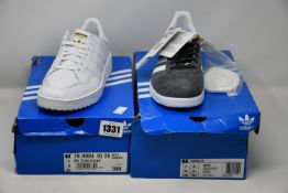 Two pairs of as new Adidas trainers; Gazelle (UK 6.5) and Team Court (UK 5).