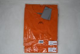 Two as new A.C.W. Essential T-shirts in puffin orange (S, M - RRP £95 each).