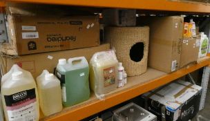 A quantity of miscellaneous pet and animal welfare related items to include a boxed as new PawHut