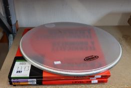 Five as new Evan Level 360 drumheads (One unboxed).