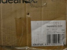 A boxed Ideal Lux Dorothy transparent floor lamp.