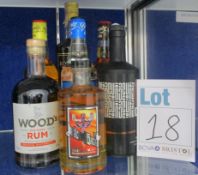 Seven bottles of assorted rum, Bounty Saint Lucia premium gold rum (700ml), Judas Priest dark spiced