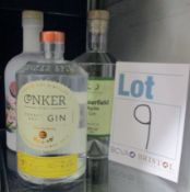 Three bottles of assorted gins, Derbyshire Distillery mojito gin (700ml), Conker Spirit Dorset dry