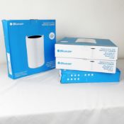 Four boxed as new Blueair Blue PURE 411 replacement particle and carbon filters, celophane wrapped