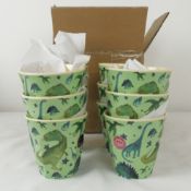 Twelve boxed as new Rice melamine cups in dino print
