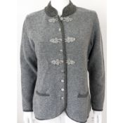 A bagged as new Ladies cardigan with trimmings mid-grey X-Small