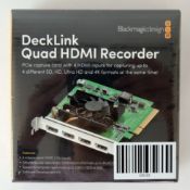A boxed as new Blackmagic Design DeckLink Quad HDMI Recorder, box sealed. RRP £480.