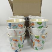 Twelve boxed as new Rice melamine cups fish print