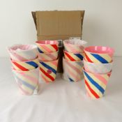 Twelve boxed as new Rice melamine cups in candy stripe