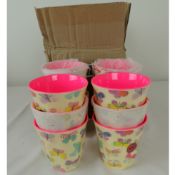 Twelve boxed as new Rice melamine cups two tone butterfly print